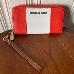 Michael Kors Wristlet Orange and Ivory